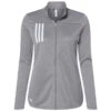 Adidas Women's Grey Three/White 3-Stripes Double Knit Full-Zip