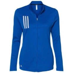 Adidas Women's Team Royal/Grey Two 3-Stripes Double Knit Full-Zip