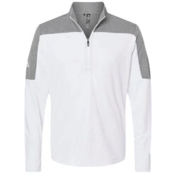 Adidas Men's White/Grey Three Melange Lightweight Quarter Zip Pullover