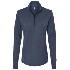 Adidas Women's Collegiate Navy Melance 3-Stripes Quarter Zip Pullover