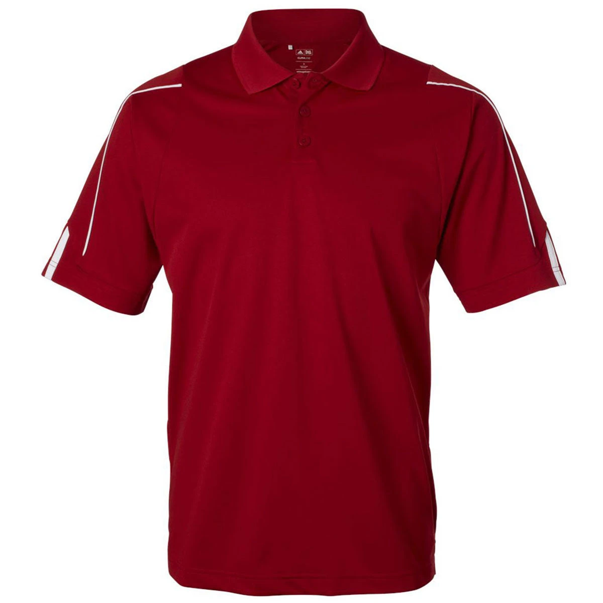 Adidas Golf Men's Power Red/White Climalite 3-Stripes Cuff Sport Shirt 1 Adidas Golf Men's Power Red/White Climalite 3-Stripes Cuff Sport Shirt