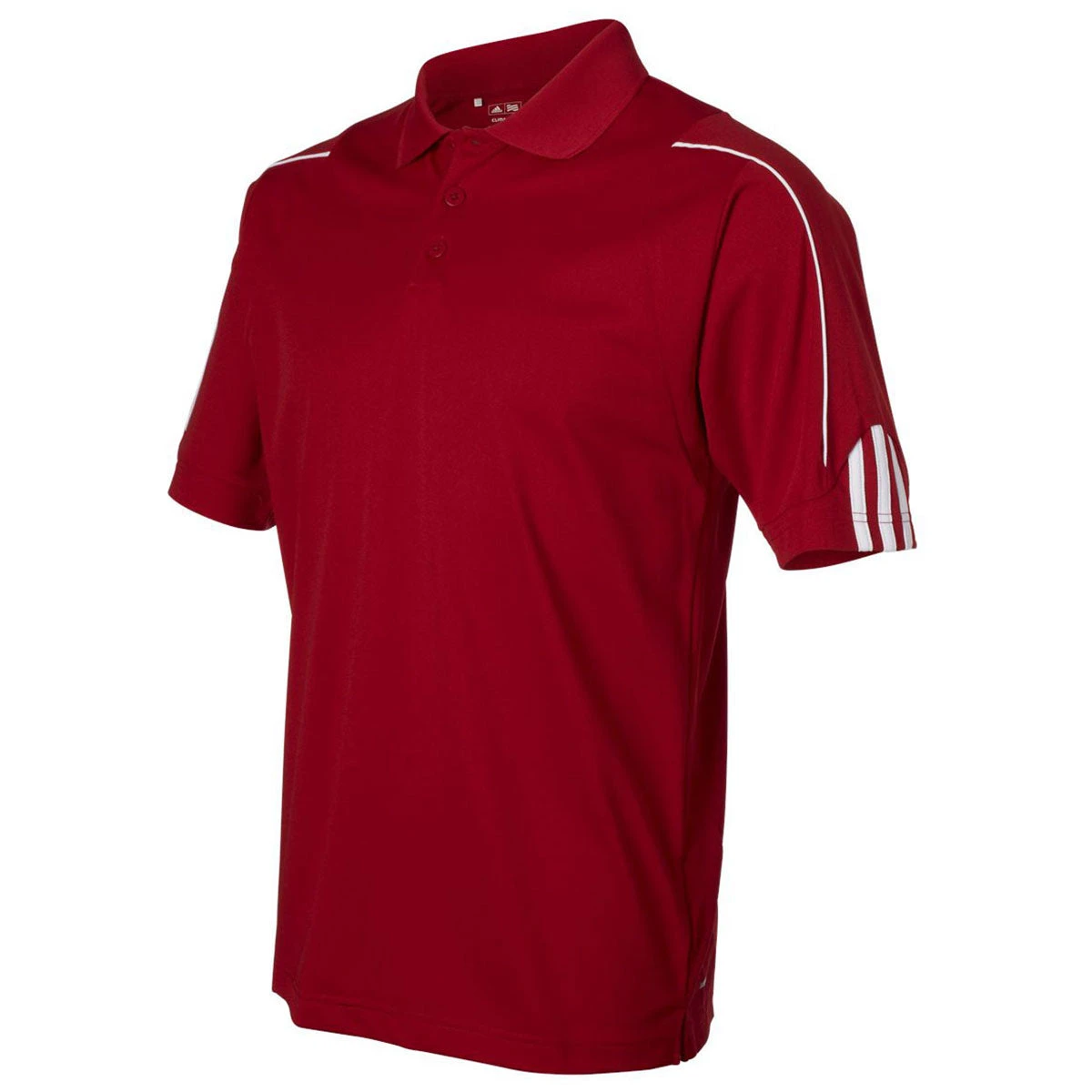 Adidas Golf Men's Power Red/White Climalite 3-Stripes Cuff Sport Shirt 3 Adidas Golf Men's Power Red/White Climalite 3-Stripes Cuff Sport Shirt - Image 3