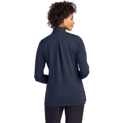 Brooks Brothers Women's Navy Blazer Heather Mid-Layer Stretch Half Zip -Sportswear Shop BB18203 NvBlazerHt HTB