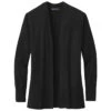 Brooks Brothers Women's Deep Black Cotton Stretch Long Cardigan Sweater