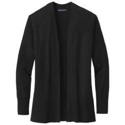 Brooks Brothers Women's Deep Black Cotton Stretch Long Cardigan Sweater