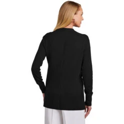 Brooks Brothers Women's Deep Black Cotton Stretch Long Cardigan Sweater -Sportswear Shop BB18403 DeepBlack HTB