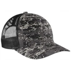 Port Authority Black Digi/Black Snapback Digi Camo Trucker Cap -Sportswear Shop C114 Black Digi Blk 4