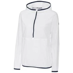 Cutter & Buck Women's White Breaker Half Zip Hooded Popover
