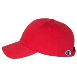 Champion Bright Red Scarlet Washed Twill Dad Cap -Sportswear Shop CS4000 Bright Red Scarlet 3