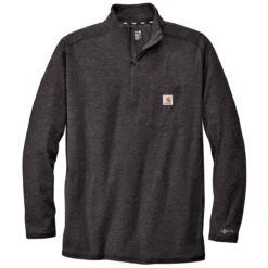 Carhartt Men's Carbon Heather Force 1/4-Zip Long Sleeve T-Shirt