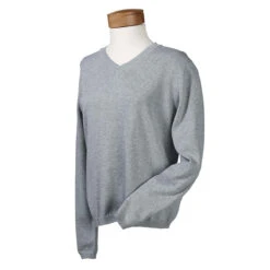 Devon & Jones Women's Grey Heather V-Neck Sweater