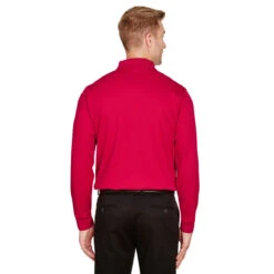 Devon & Jones Men's Red CrownLux Performance Plaited Long Sleeve Polo -Sportswear Shop DG20L Red HTB