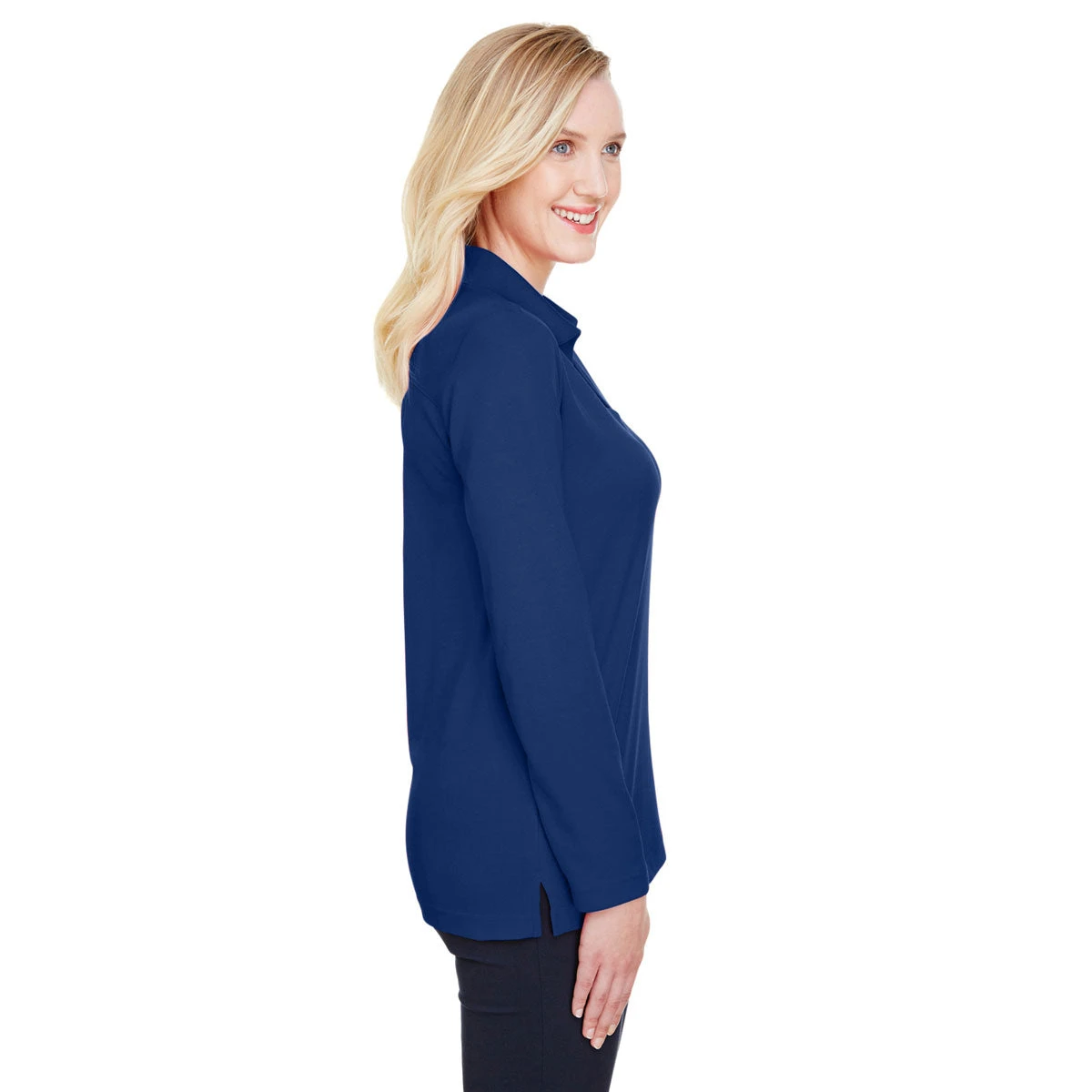 Devon & Jones Women's True Royal CrownLux Performance Plaited Long Sleeve Polo 5 Devon & Jones Women's True Royal CrownLux Performance Plaited Long Sleeve Polo - Image 5