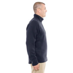 Devon & Jones Men's Navy Bristol Sweater Fleece Quarter-Zip 5 Devon & Jones Men's Navy Bristol Sweater Fleece Quarter-Zip -Sportswear Shop DG792 Navy HTS