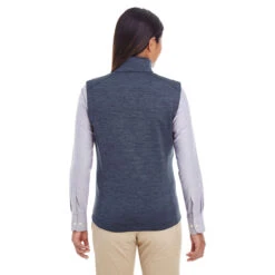 Devon & Jones Women's Navy Heather Newbury Melange Fleece Vest -Sportswear Shop DG797W Navy Heather HTB