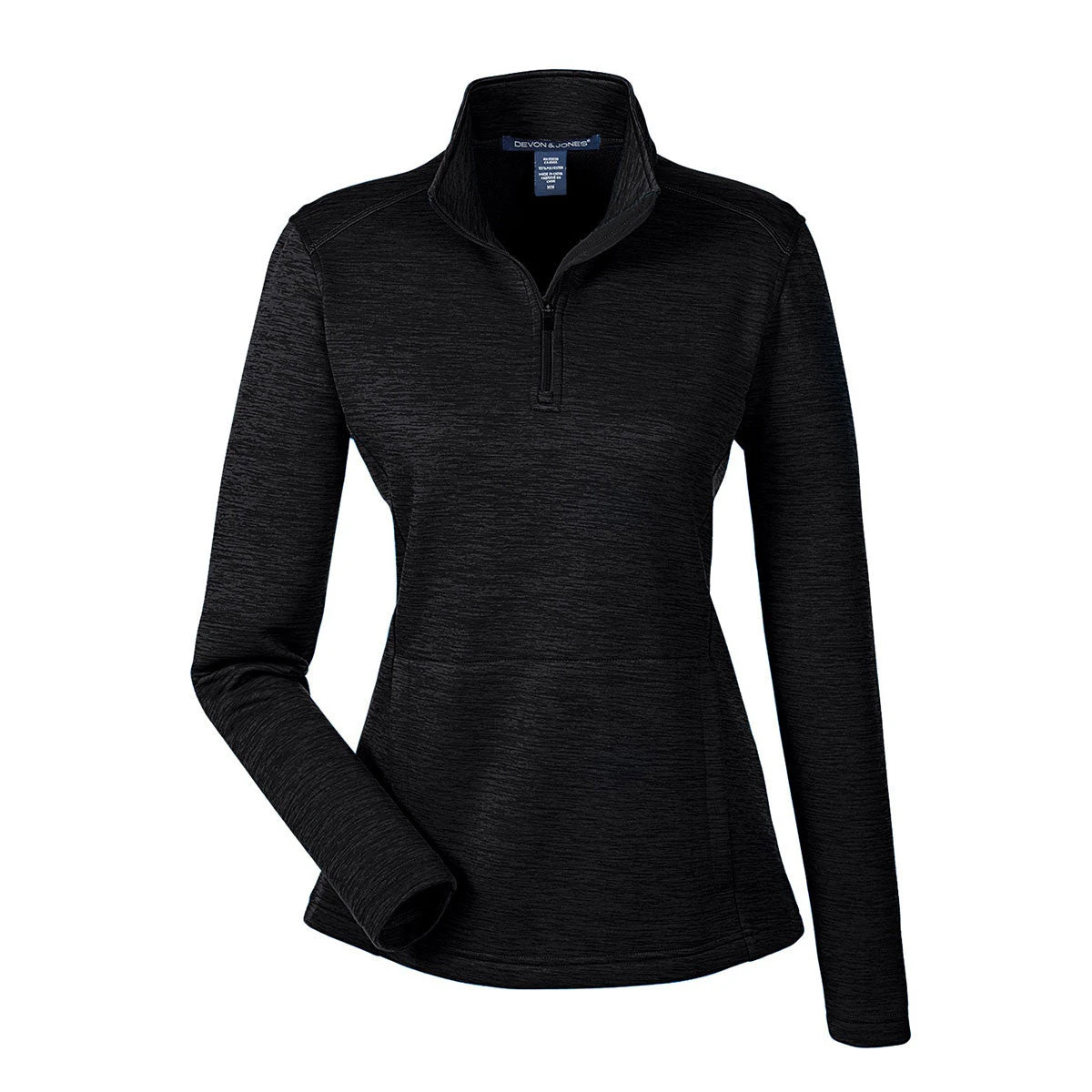 Devon & Jones Women's Black Heather Newbury Melange Fleece Quarter-zip 1 Devon & Jones Women's Black Heather Newbury Melange Fleece Quarter-zip