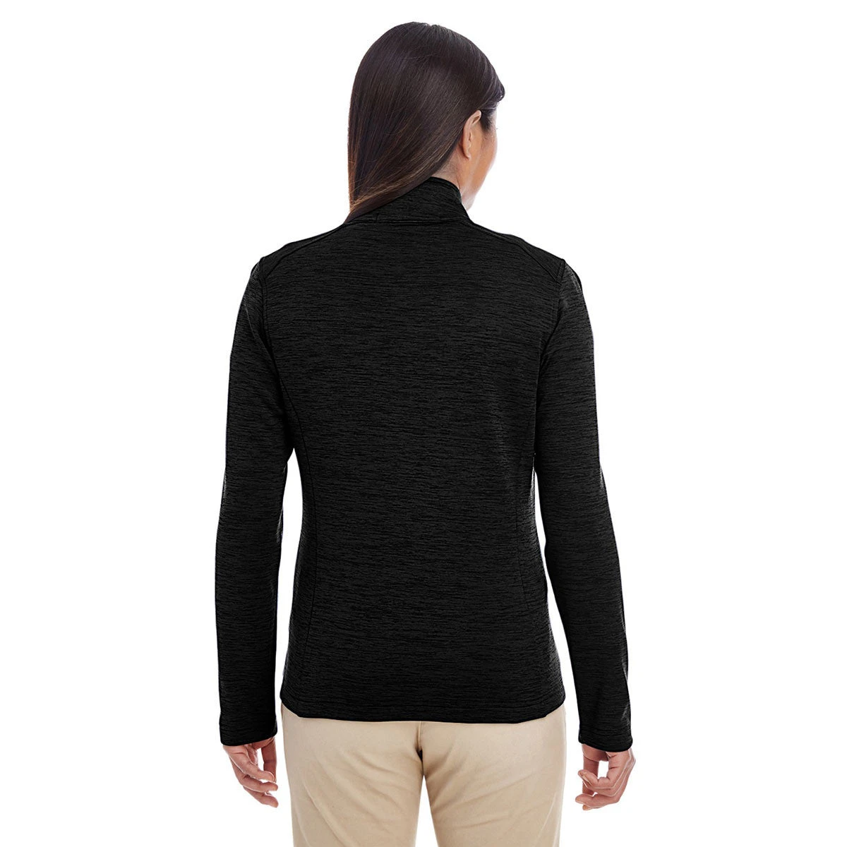 Devon & Jones Women's Black Heather Newbury Melange Fleece Quarter-zip 3 Devon & Jones Women's Black Heather Newbury Melange Fleece Quarter-zip - Image 3