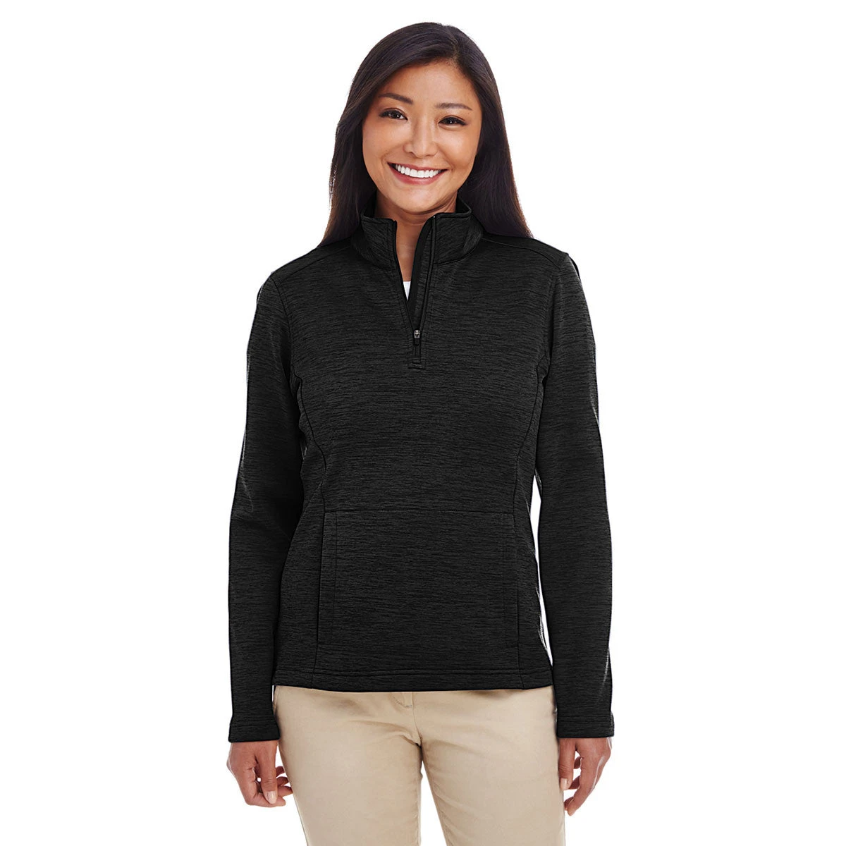 Devon & Jones Women's Black Heather Newbury Melange Fleece Quarter-zip 2 Devon & Jones Women's Black Heather Newbury Melange Fleece Quarter-zip - Image 2