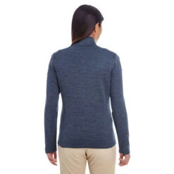 Devon & Jones Women's Navy Heather Newbury Melange Fleece Quarter-zip -Sportswear Shop DG798W Navy Heather HTB