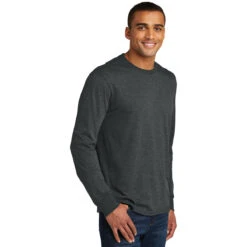 District Men's Black Frost Perfect Tri Long Sleeve Crew Tee -Sportswear Shop DM132 Black Frost HTS