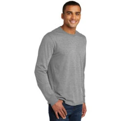 District Men's Grey Frost Perfect Tri Long Sleeve Crew Tee -Sportswear Shop DM132 Grey Frost HTS