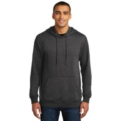 District Men's Heathered Black Lightweight Fleece Hoodie -Sportswear Shop DM391 Heathered Black HTF