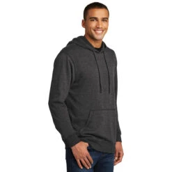 District Men's Heathered Black Lightweight Fleece Hoodie -Sportswear Shop DM391 Heathered Black HTS