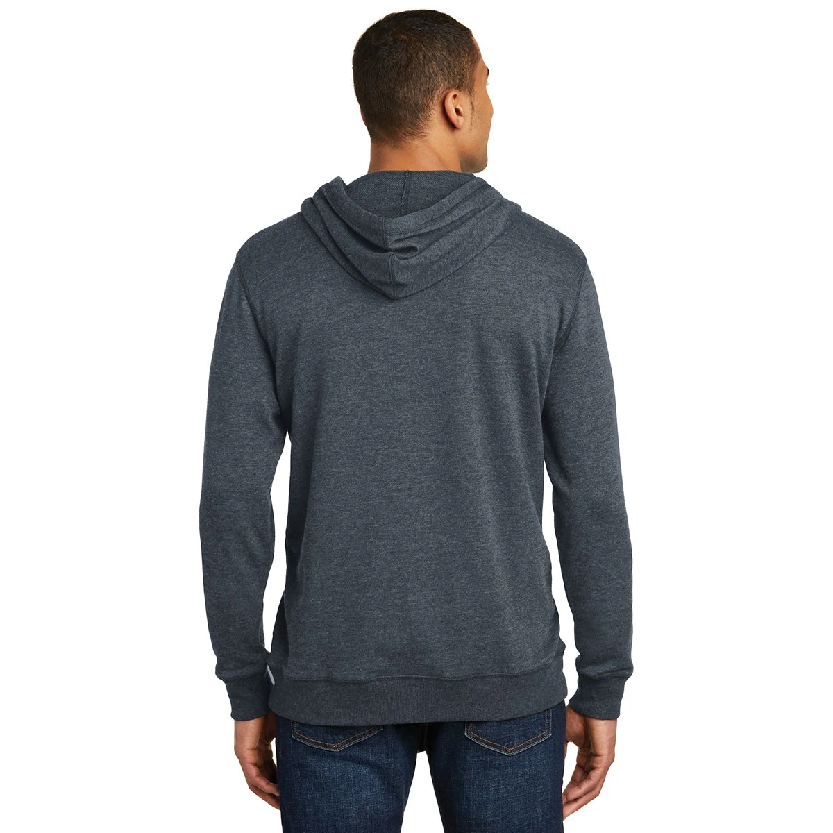 District Men's Heathered Navy Lightweight Fleece Hoodie 4 District Men's Heathered Navy Lightweight Fleece Hoodie - Image 4