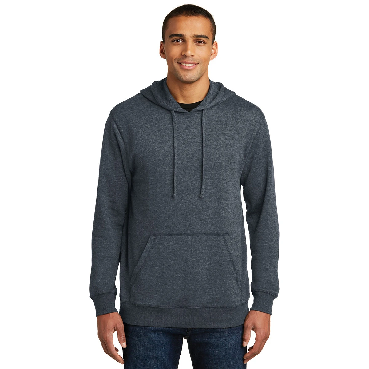 District Men's Heathered Navy Lightweight Fleece Hoodie 3 District Men's Heathered Navy Lightweight Fleece Hoodie - Image 3