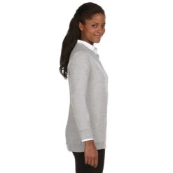 Devon & Jones Women's Grey Heather Perfect Fit Ribbon Cardigan -Sportswear Shop DP181W Grey Heather HTS