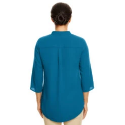 Devon & Jones Women's Dark Teal Perfect Fit 3/4-Sleeve Crepe Tunic -Sportswear Shop DP611W Dark Teal HTB