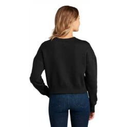 District Women's Jet Black Perfect Weight Fleece Cropped Crew -Sportswear Shop DT1105 Jet Black HTB
