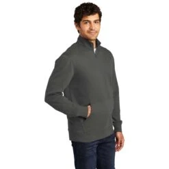 District Men's Charcoal V.I.T. Fleece Quarter Zip -Sportswear Shop DT6106 Charcoal HTS