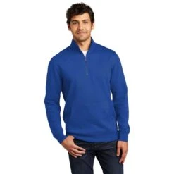 District Men's Deep Royal V.I.T. Fleece Quarter Zip -Sportswear Shop DT6106 Deep Royal HTF