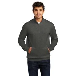 District Men's Heathered Charcoal V.I.T. Fleece Quarter Zip -Sportswear Shop DT6106 Heathered Charcoal HTF