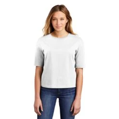 District Women's White V.I.T. Boxy Tee -Sportswear Shop DT6402 White HTF