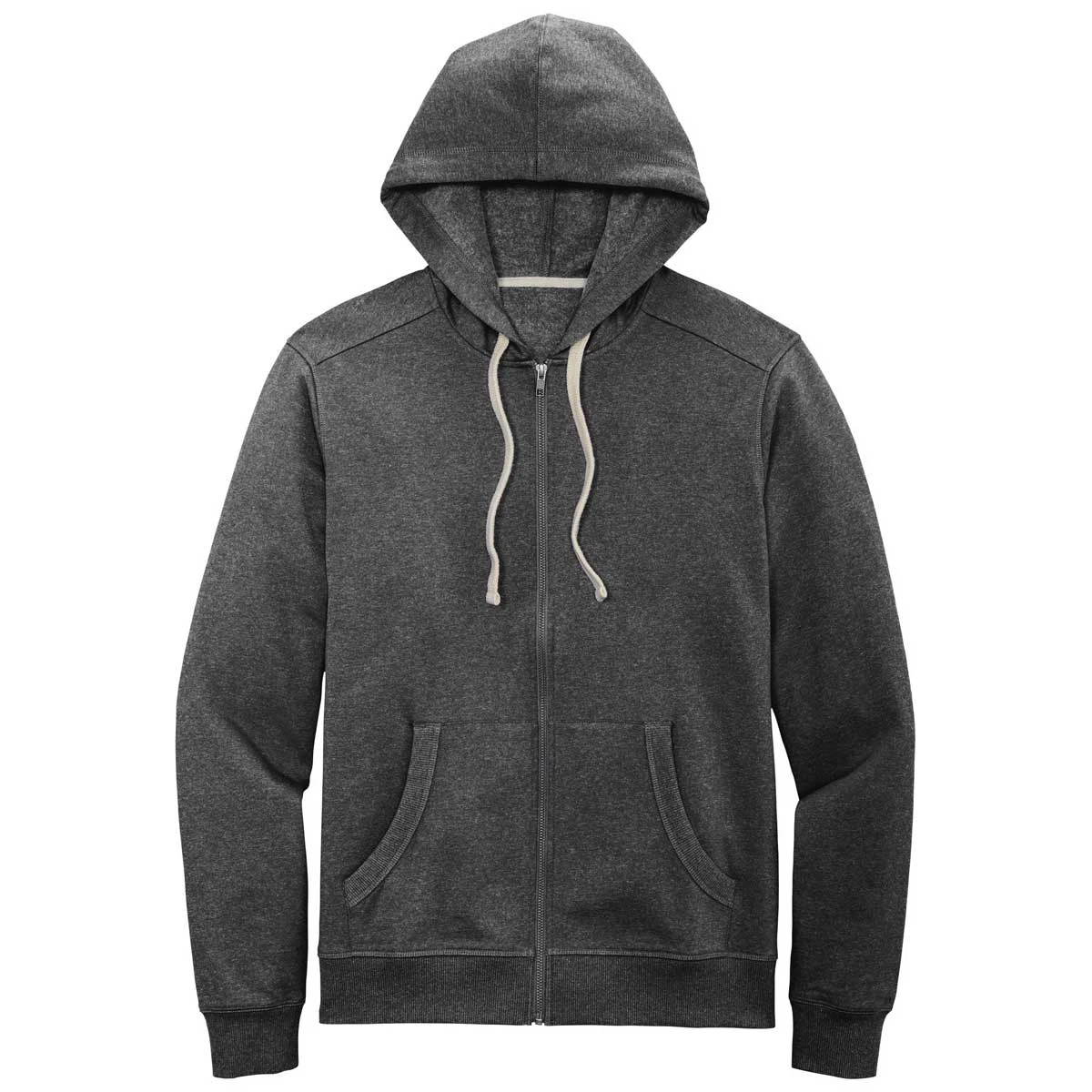 District Men's Charcoal Heather Re-Fleece Full-Zip Hoodie 1 District Men's Charcoal Heather Re-Fleece Full-Zip Hoodie