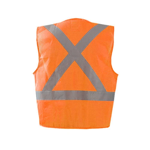 OccuNomix Men's Orange Mesh X Back Vest With Zipper 2 OccuNomix Men's Orange Mesh X Back Vest With Zipper - Image 2
