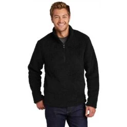 Port Authority Men's Black Cozy 1/4 Zip Fleece -Sportswear Shop F130 Black HTF