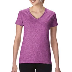 Gildan Women's Heather Radiant Orchid 5.3 Oz. V-Neck T-Shirt