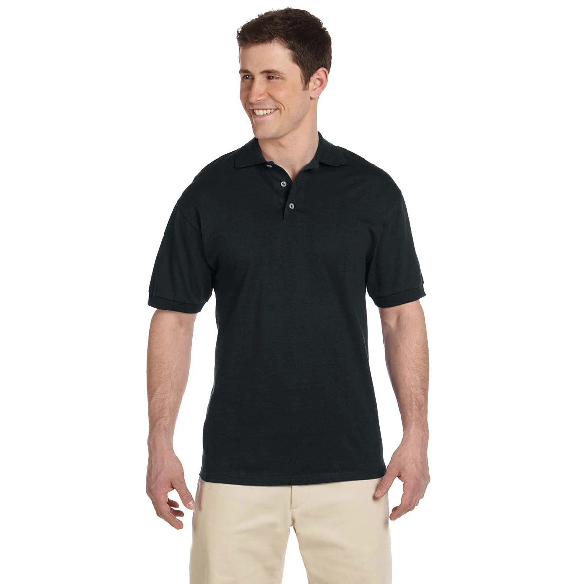 Jerzees Men's Black 6.1 Oz. Heavyweight Cotton Jersey Polo 1 Jerzees Men's Black 6.1 Oz. Heavyweight Cotton Jersey Polo