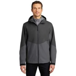 Port Authority Men's Storm Grey/Shadow Grey Tech Rain Jacket -Sportswear Shop J406 Storm Grey Shadow Grey HTF