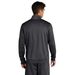 Sport-Tek Men's Graphite Grey/Black Tricot Track Jacket -Sportswear Shop JST94 Graph Grey Blk HTB