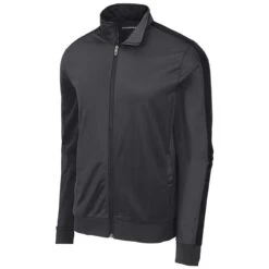 Sport-Tek Men's Graphite Grey/Black Tricot Track Jacket -Sportswear Shop JST94 Graph Grey Blk S