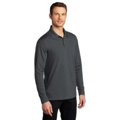 Port Authority Men's Graphite Dry Zone UV Micro-Mesh Long Sleeve Polo -Sportswear Shop K110LS Graphite HTS
