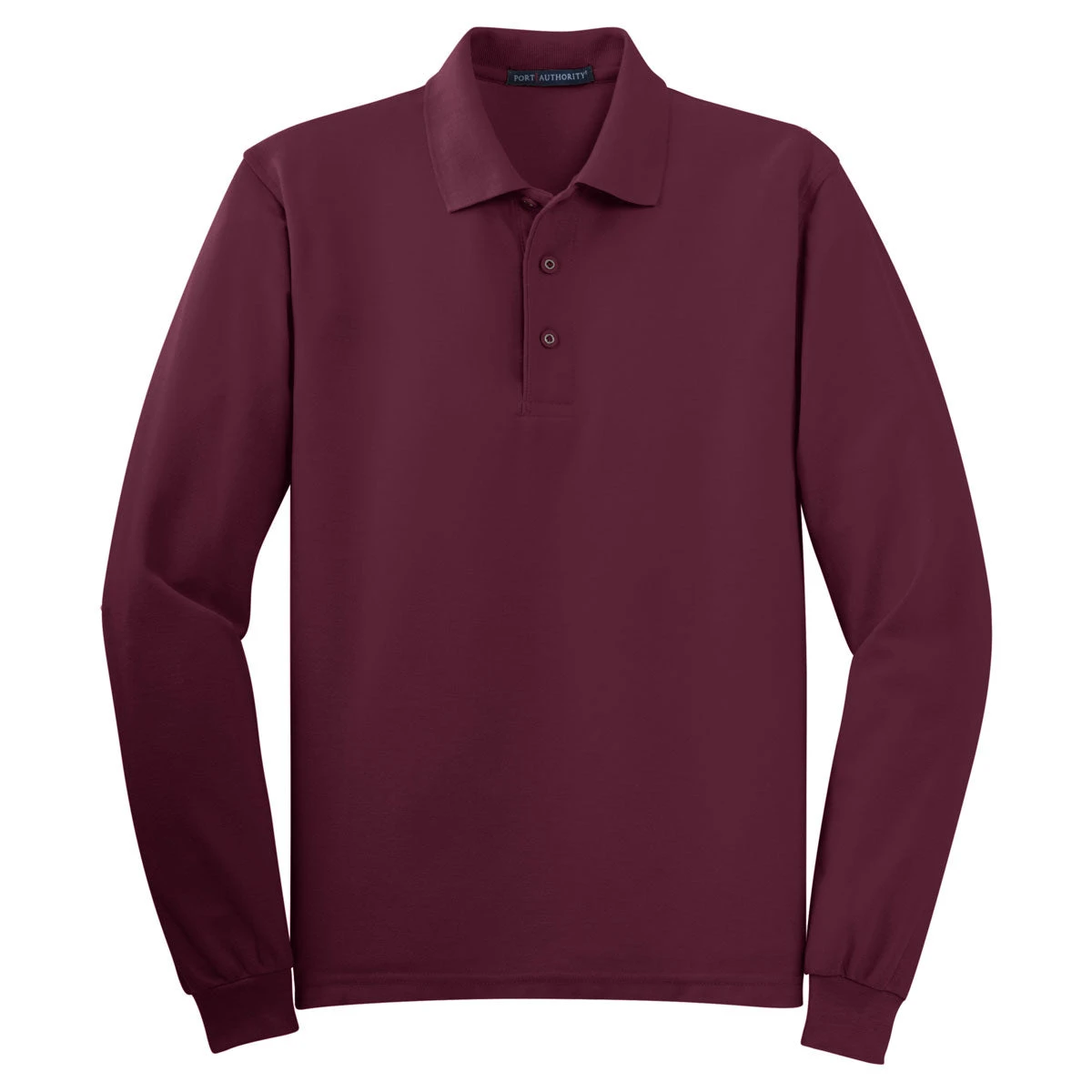 Port Authority Men's Burgundy Long Sleeve Silk Touch Polo 1 Port Authority Men's Burgundy Long Sleeve Silk Touch Polo