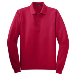 Port Authority Men's Red Long Sleeve Silk Touch Polo