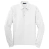 Port Authority Men's White Long Sleeve Silk Touch Polo