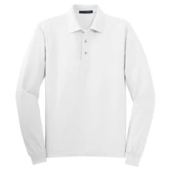 Port Authority Men's White Long Sleeve Silk Touch Polo