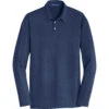 Port Authority Men's Estate Blue Long Sleeve Meridian Cotton Blend Polo